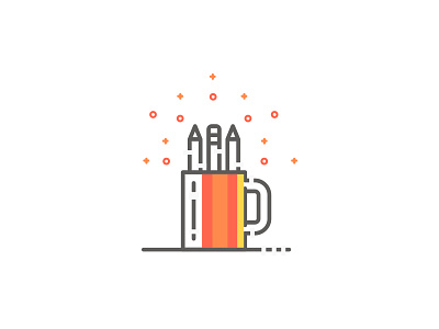 Pencil illustration color icon illustration line orange