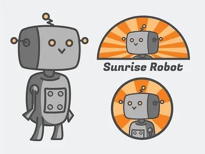 H3LiOS the Robot cartoon flat gray illustrator logo mascot orange podcast retrofuturism robot vector