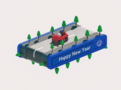 Happy New Year 3d animation c4d happy machine marill new pokemon render year