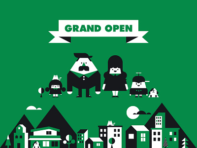 GRAND OPEN branding character design graphic design icon identity illustration korea logo retro tiger