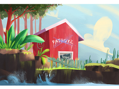 Abandoned background design digital art home house illustration jungle landscape natural nature tree