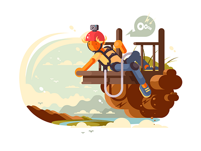 Bungee jumping bungee courage falling fear flat illustration jump jumping kit8 ropejumping vector