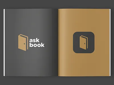 Askbook app ask book door gold icon identity ios key logo question