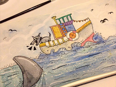 Meeting illustration ink painting