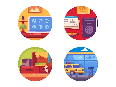 Travel set icons baggage flat illustration kit8 service tourism transport transportation travel vector
