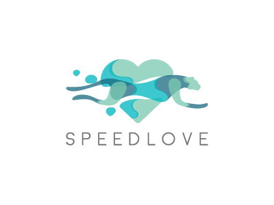 Speed Love animal cheetah colors design heart identity logo love mark overlapping run speed