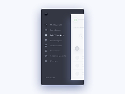 App Menu app bag cart dailyui food groceries interface minimal scanning shopping supermarket uxui