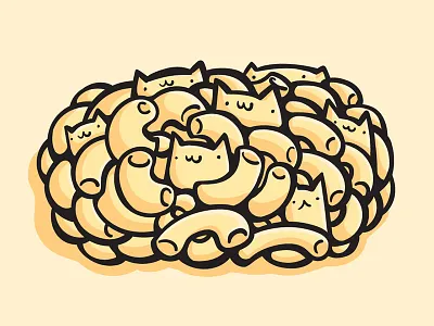 Catmac cats cheese cute drawing food illustrated illustration macncheese noodles vector yellow
