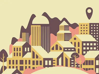 Life360 t-shirt buildings city cityscape design geometric illustration mountains simple sky scraper skyline town tshirt