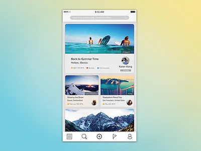 Travel Experience Sharing app explore interface sharing travel ui uploads ux