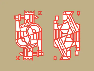 King & Queen cards crown king queen simple sword thicklines