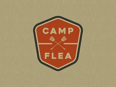 Camp Flea Primary Logo antique badge camp emblem flea fly logo mall market shield swatter vintage