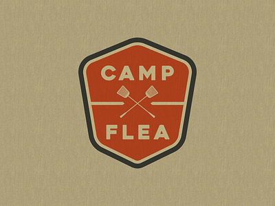 Camp Flea Primary Logo antique badge camp emblem flea fly logo mall market shield swatter vintage