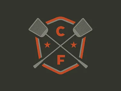 Camp Flea Shield antique badge camp emblem flea fly logo mall market shield swatter vintage