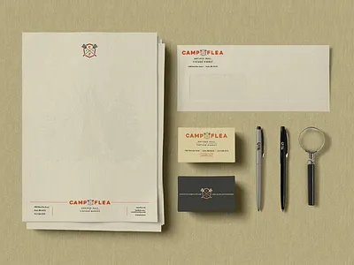 Camp Flea Stationery Package antique badge camp emblem flea fly mall market shield stationery swatter vintage