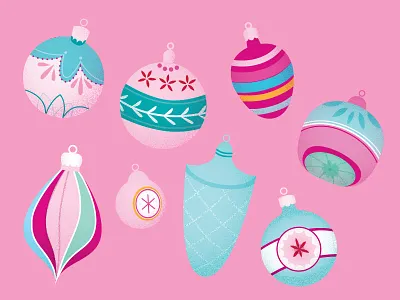 Christmas Baubles christmas holiday illustration ornaments vintage