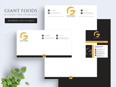 GIANT FOODS Business Collateral bakery logo branding business card business card design business collaterals envelope envelope design food logo letterhead letterhead design logo design visiting card