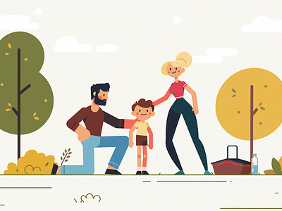 Family characters flat illustration kid