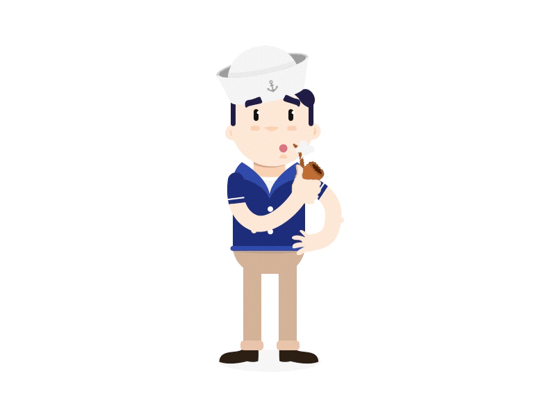 Smoking Sailor animation animation character flat gif illustration illustrator motion design principle sailor smoking