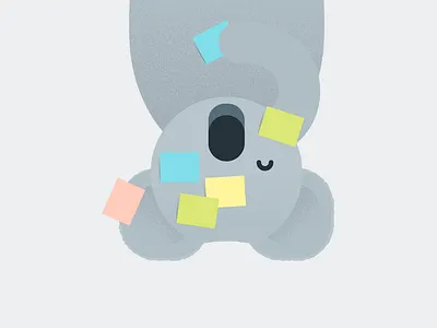Hanging koala illustration koala post it texture vector wip
