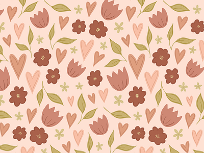 Valentines Floral Pattern art licensing cute design digital art drawing floral foliage hand drawn illustration kids leaves pattern pattern design repeating pattern seamless pattern surface pattern design tulip