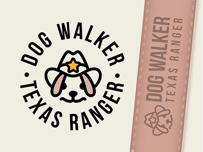 Dog Walker Texas Ranger animal badge design branding brandmark cute dog dogs graphic design identity illustration law lettering line drawing logo mascot pets puppy sherriff vet