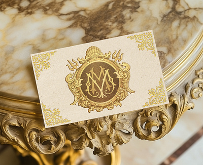 MM Golden Emblem badge branding coat of arms crest emblem gold graphic design heraldic logo heraldry logo luxury logo wedding card