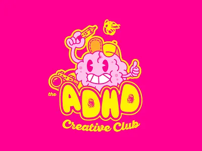 The ADHD Creative Club Logo adhd brand identity branding character character design design funny graphic design illustration logo mascot mascot logo typography vector