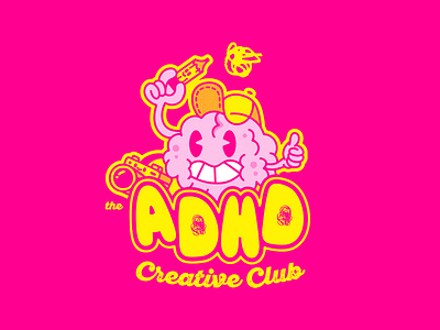 The ADHD Creative Club Logo adhd brand identity branding character character design design funny graphic design illustration logo mascot mascot logo typography vector