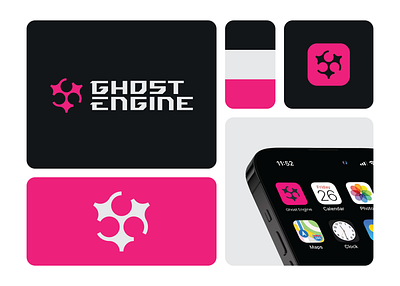 Ghost Engine Logo ai anime app app icon artificial intelligence cyber cyberpunk engine gaming icon lettering logo logo design mockup typography