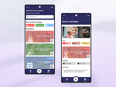 Let's track your loved one's important events ✨✨ app design figma design mobile app ui uiux