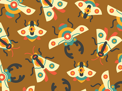 Bug Pattern bug bugs color design flat fly illustration moth pattern render simple uniline
