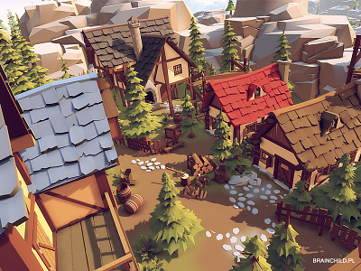 "Low poly" (stylised/cartoon) 3d asset pack 3d blender cartoon game low poly model stylised town unity village