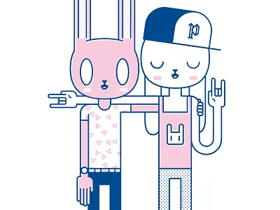 Risobunnies bunny devil risograph valentines