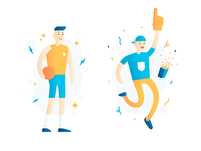 Athlete & Fan athlete basketball fan gradient happy illustration man people popcorn