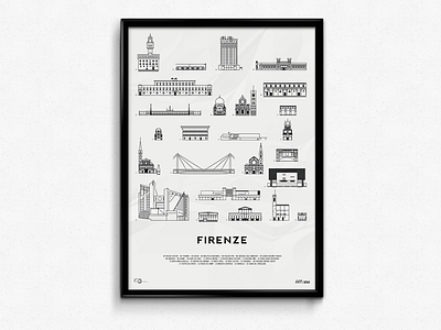 Firenze Icons Print bridge building florence icon iconography icons illustration italy made in italy print wallpaper