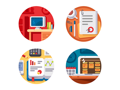 Managing icons business create creativity development flat idea illustration kit8 project strategy vector