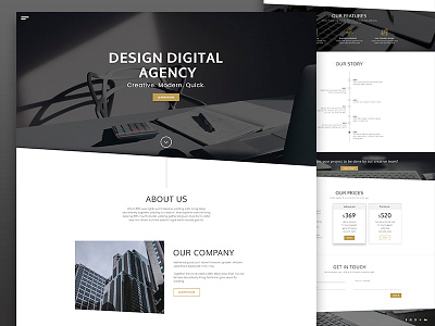 Design Agency black creative design landing project template ui uidesigner white