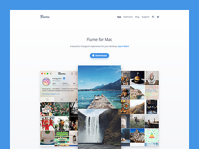 Flume Website app instagram mac os x responsive website