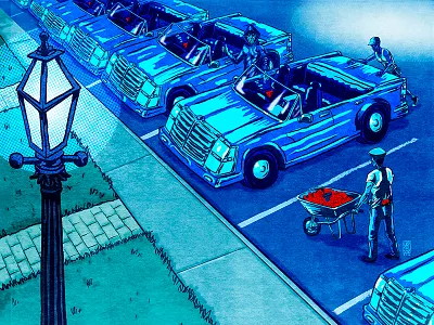 Guns in cars charleston city paper digital ink digital paint editorial illustration