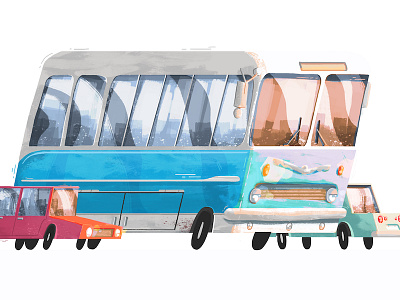 Big Ol' Bus bus car disney drawing lighting photoshop road texture travel