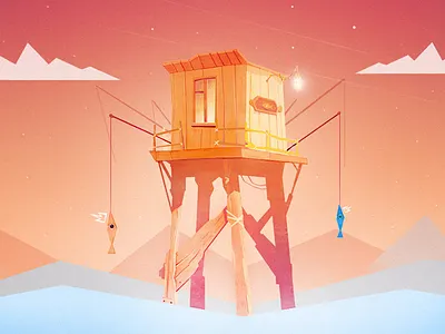 Fishing fish fishing illustration