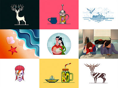 Best Nine of 2016 best nine demet kural dribbble illustration new year shot stroke vector art