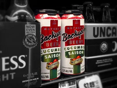 Mother’s Backyard Beers In-Store 4 pack beer brewing can craft cucumber label mothers saison shelf tall boy vintage