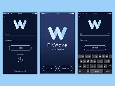 Fit Wave Login app fitness gym ios log in login registration sign in sign up signing signup