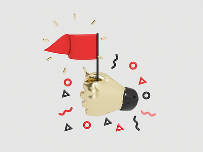 Flag 3d c4d entrepreneur flag hand illustration infographic like render