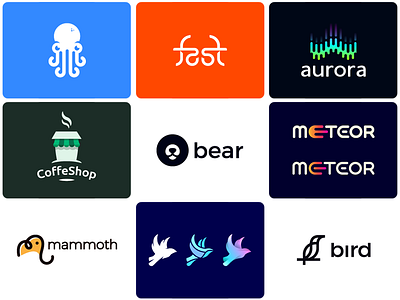 Top Nine animal aurora bear best bird coffe identity logo mammoth meteor octopus top