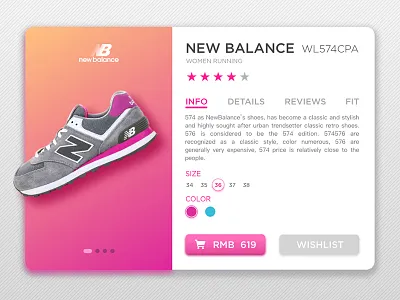 Web Card_NewBalance574_Pink 574 app green newbalance shoes ui webcard