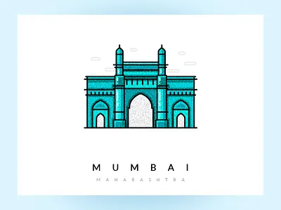 Mumbai City Illustration app blue city design icon illustration india monument mumbai noise ui vector