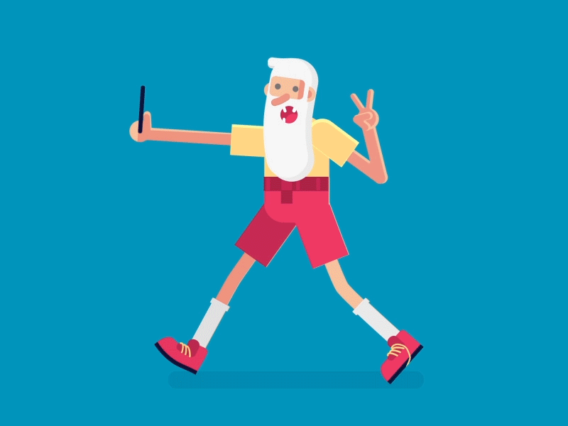 But first... Let me take a selfie ! after effects character animation cool old guy loop old man selfie walk cycle